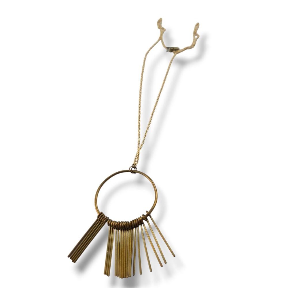 SOKO Jicho Womens Mid Century Modern Chain‎ Tassel Pendant Necklace Brass Signed